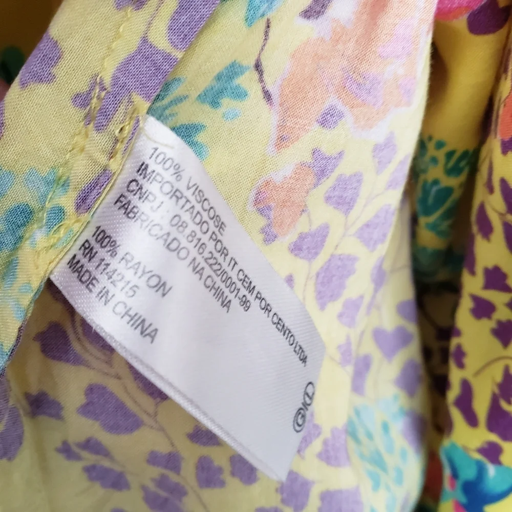 Sofia By Vix Yellow Multicolor Floral Bohemian Swim Coverup Dress